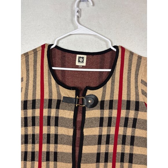 Anne Klein Womens Large Plaid Cardigan Coat - Picture 2 of 11